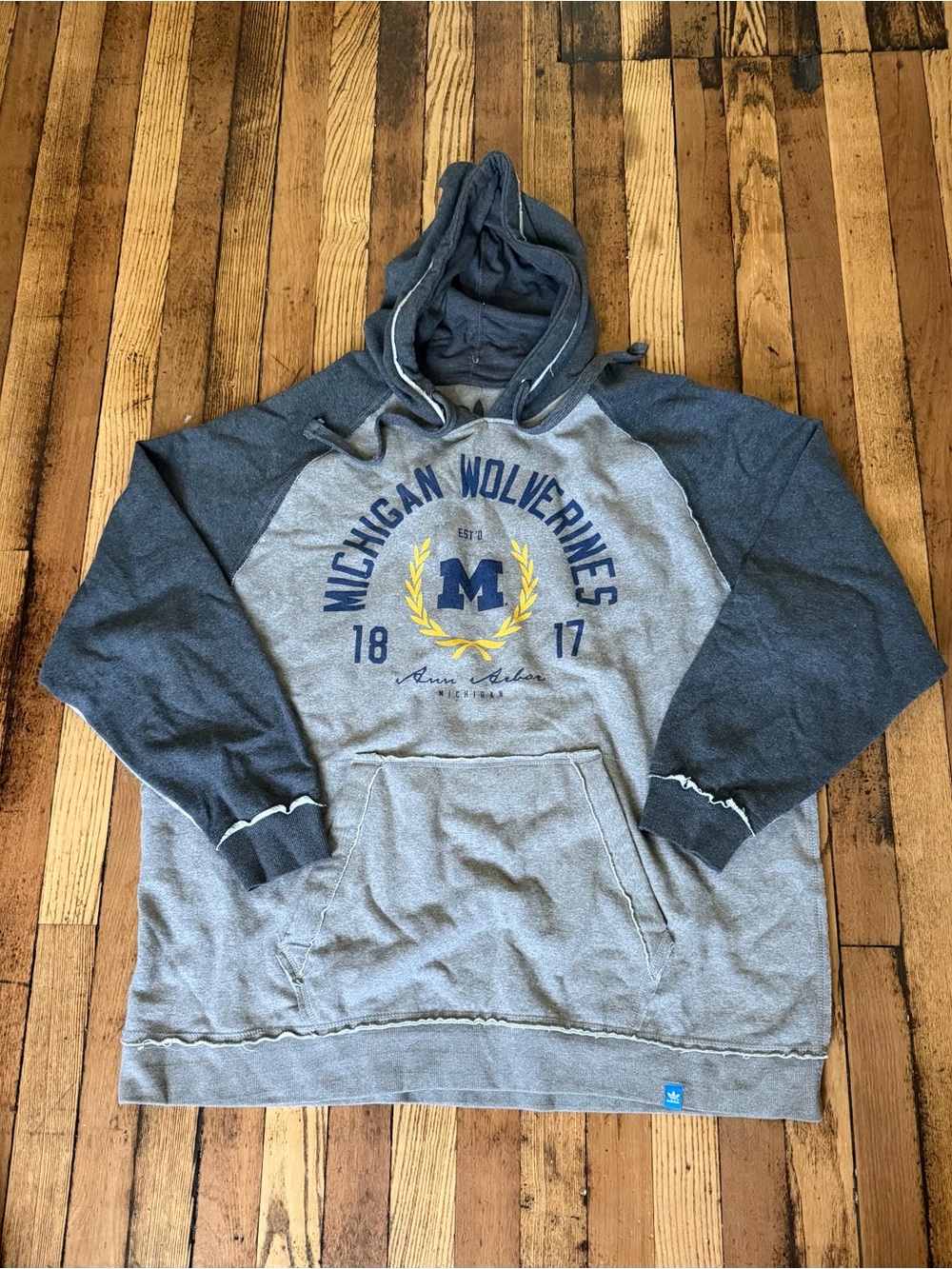 Adidas Michigan Wolverines Gray & Navy Hooded Sweatshirt